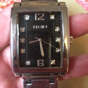 ELGIN, FG9060ST, MEN'S SILVER-TONE BLACK DIAL